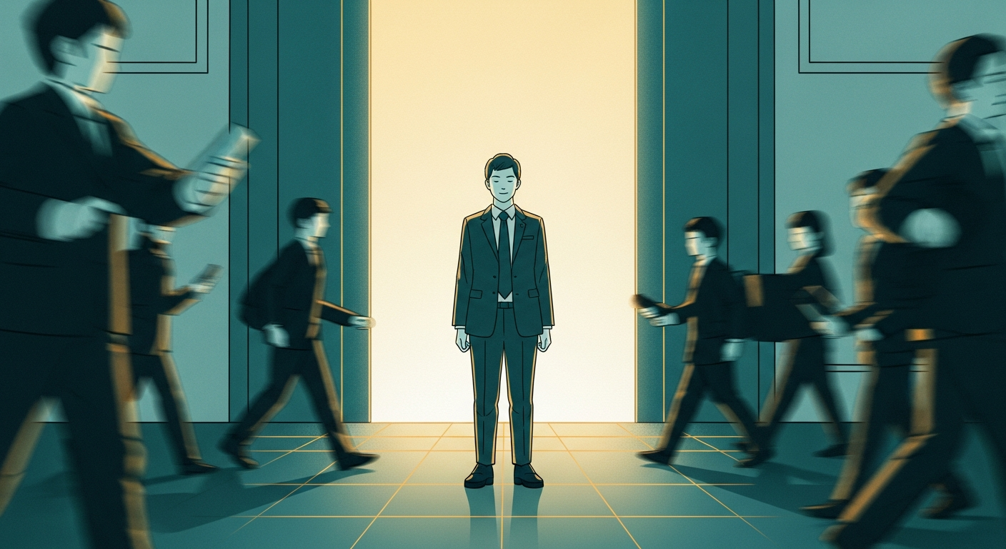 Professionista in un ambiente lavorativo luminoso che attira l'attenzione naturalmente senza forzare