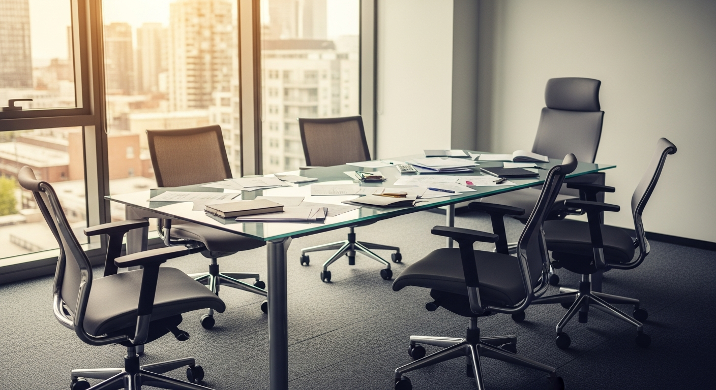 Team di lavoro in riunione con dinamiche energetiche visibili tra i membri del gruppo